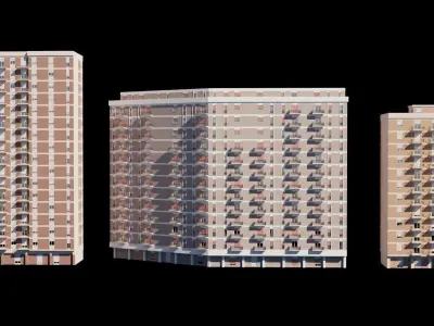 Modular Residential Building Pack Low-poly 3D model