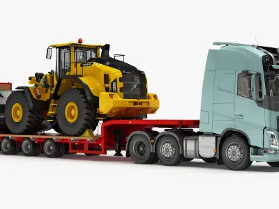  Volvo FH and Loader VOLVO L220H on Lowboy Trailer 