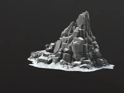 Rock Island mountains 2 snow Low-poly 3D model