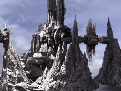 Ancient Ship Cliff Ruins 3 Kit bash 3D model