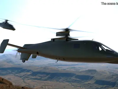  Futuristic Military Helicopter Rigged for Maya 