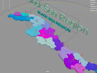 Black Sea Region  Turkey map region geography political 3D model