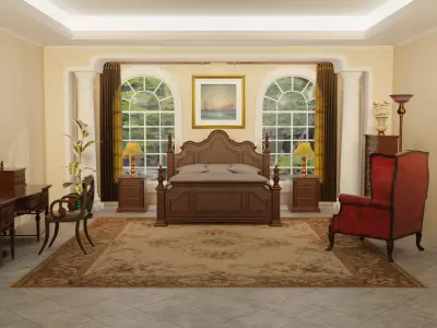Classic Bedroom Interior Scene 3D model