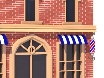 Barbershop brick barber shop Low-poly 3D model