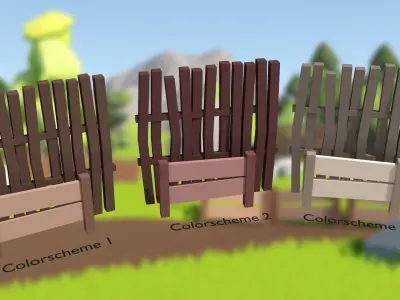 Low Poly Fence Pack Free low-poly 3D model