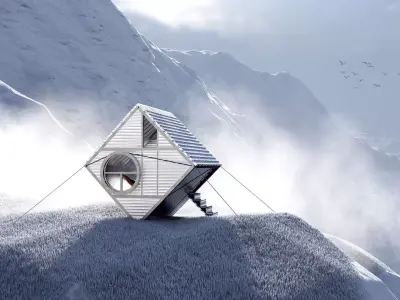 Modern Mountain Shelter Bivouac House 3D model