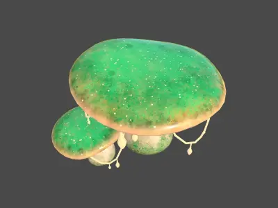 Fantasy Mushroom C09 Green Orange - Scene Backdrop Design Low-poly 3D model