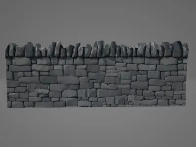 Low Poly Stone Wall Low-poly 3D model
