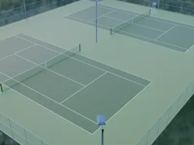 Two tennis courts 3D model