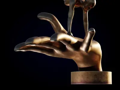 Bronze outdoor street statue Low-poly 3D model