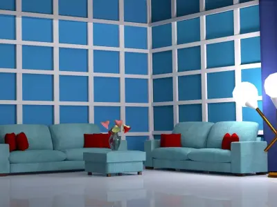 Room interior with sofa sets 3D model