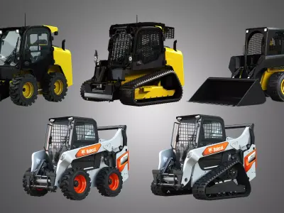 Skid Steer Vehicles 5 in 1 3D Model Pack