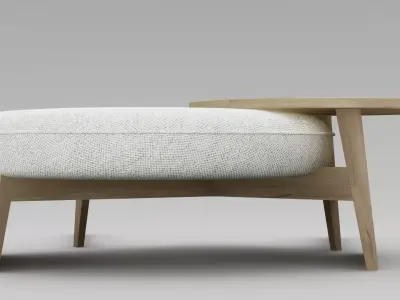 Round Coffee Table with Integrated Stool Low-poly 3D model