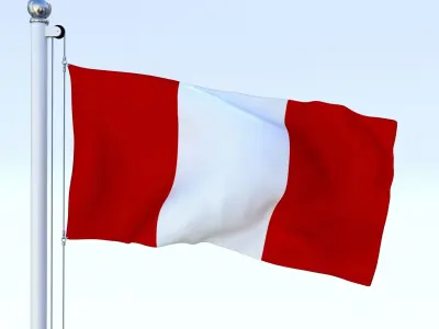 Animated Peru Flag Low-poly 3D model