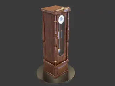 Vintage Standing Clock Low-poly 3D model
