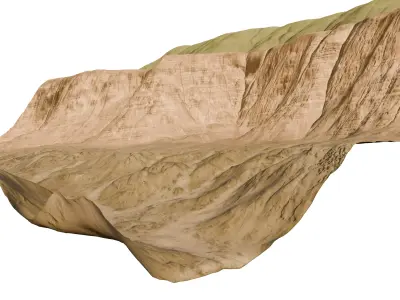 Riverside cliff 3D model terrain Low-poly 3D model