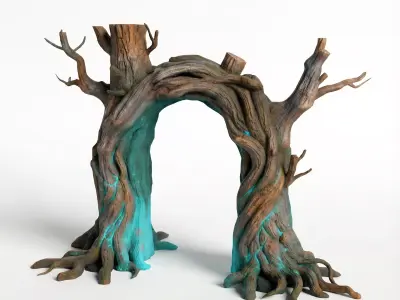 Ancient Spirit Tree Portal 3D Model Mystical Forest Gateway Low-poly 3D model