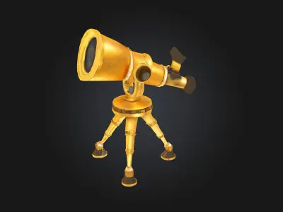 Golden Telescope Icon 3D model