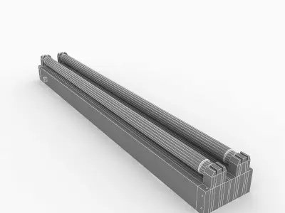 Dual Strip Fluorescent Fixture 3D model