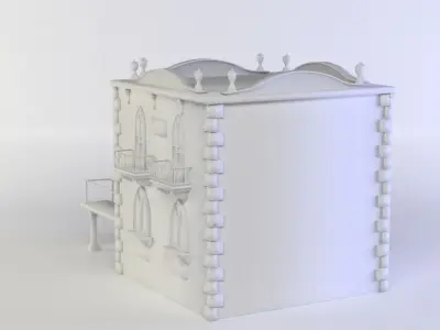 Small white Castle  Low-poly 3D model
