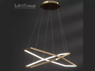 Chandelier Hexagon Horizontal Double Loft-Concept 3D model