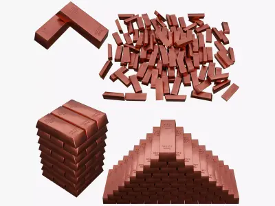 Copper Bar Low-poly 3D model