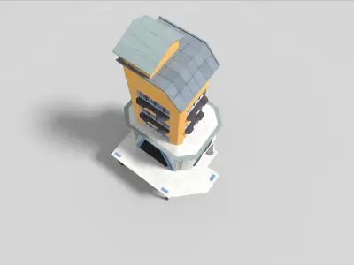 low poly modern building Low-poly 3D model