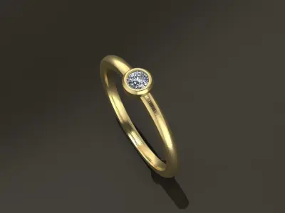 Bezel Single Diamond Ring 3mm Mix Size 3D print model