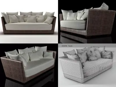 B 03 four different sofas with pillows 3D model