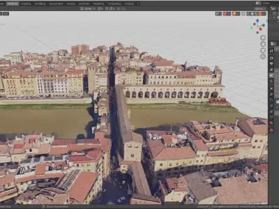 Pontevecchio Florence Italy  with texture Low-poly 3D model
