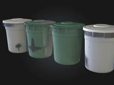 Trash Bins Quartet  Urban Clutter Collection 3D model