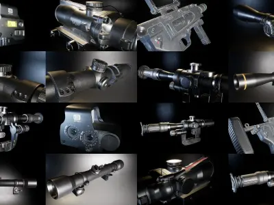 All in one AAA Weapon attachment pack Game Ready PBR