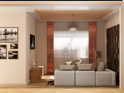 Kitchen and living room 3D model purchase