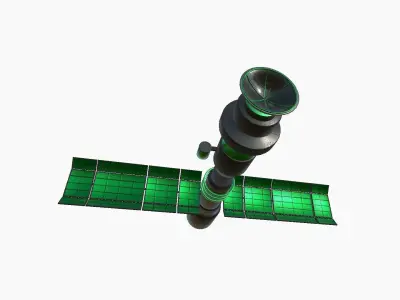 Satellite C01 Black Green - SciFi Space Design Low-poly 3D model