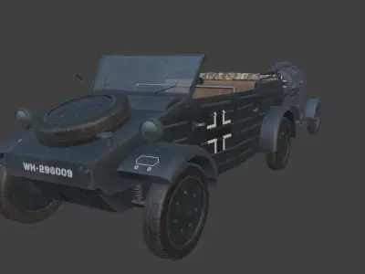 Flak Sw 36  Flakscheinwerfer with Kubelwagen 3D model