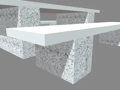 Low Poly Stone Bench Low-poly 3D model