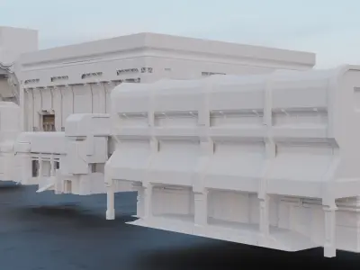 Scifi building kitbash pack Low-poly 3D model