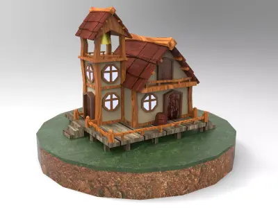 Fantasy house Low-poly 3D model get