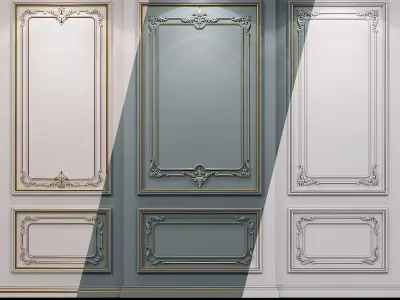 Wall molding 21 Boiserie classic panels Low-poly 3D model