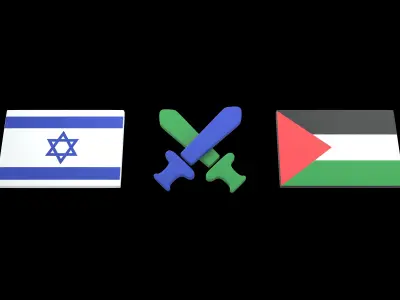 Israel VS Palestine War Icon v1 001 Low-poly 3D model