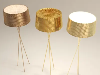 Lampshades floor lamp with geometric pattern 3D model