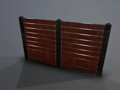 Dark wood fence Low-poly 3D model
