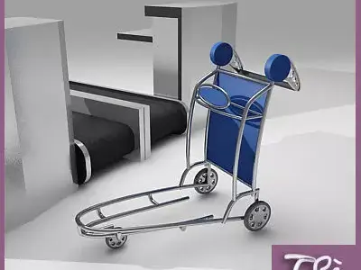 LUGGAGE CART AIRPORT 3D model