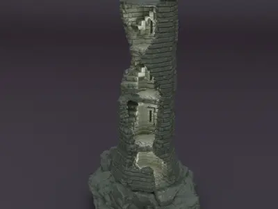 Ruined Lookout Tower Tabletop Terrain 28 mm 3D print model