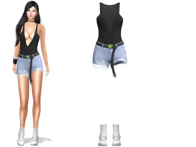 Denim Shorts Outfit Low-poly 3D model