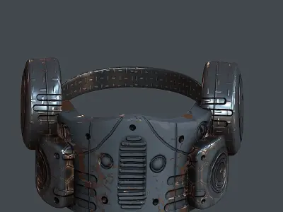 Gas mask helmet 3d model scifi Low-poly Low-poly 3D model 6