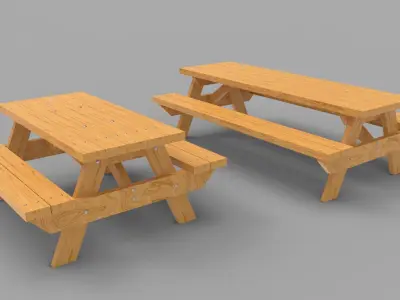 Picnic Benches with Tablecloth - Two Sizes 3D model