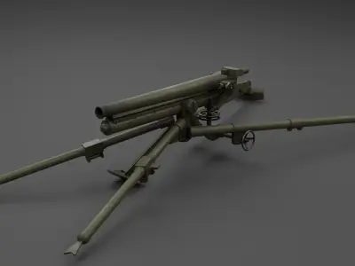 Type 11 37 mm infantry gun Low-poly 3D model
