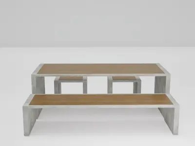 Marina Bench Set - Stoll Table  Low-poly 3D model