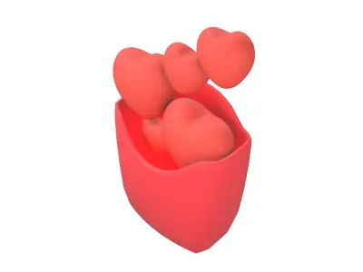 Heart French Fries Packaging Icon v1 001 Low-poly 3D model